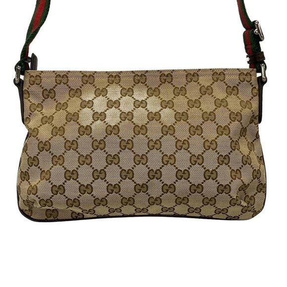 Auth GUCCI GG Pattern, Shelly (Web) 189749 Beige Red Green Jacquard Leather - Picture 3 of 16